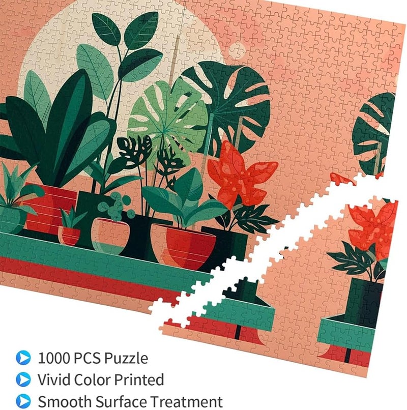 Phayah 1000 قطعة لغز نباتات منزلية خضراء مزروعة في أصص ديكور منزلي هدية 29.5 × 19.7 بوصة - Image 2